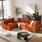 108" L Shaped Couch，Modular Sectional Sofa with Chaise，Cloud Sectional Couch with Deep Seat & Removable Pillow for Living Room,Bedroom,No Assembly Required（Brick Red）