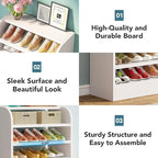 Tribesigns Shoe Rack, 8-Tier Tall Shoe Shelf, Wooden Shoe Storage Cabinet, White