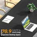 FOLUBAN 70.9" Black Computer Desk, Modern Home Office Desk, Large Gaming Workstation Executive Desk with Z-Shaped Legs, 2 Person Large Study Writing Table for Bedroom