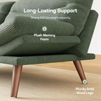 Marsail 75" Futon Sofa Bed, Futon Couch with Adjustable Backrest & Armrests, Convertible Sleeper Sofa Bed for Apartment, Living Room, Office, Corduroy Loveseat, Green