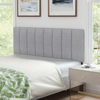 Giantex Linen Upholstered Headboard, Adjustable Width Button Tufted Headboard Only with Solid Wood Legs, Attach Frame, Modern Headboards for Queen Full Size Bed, Gray