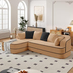 Cloud Sectional Sofa Modern Boneless Couch for Living Room, Comfy Deep Seat Comfy Teddy Fabric Double Sofa Chaise No Assembly Required (Camel, 106" L Shape with Left Facing)