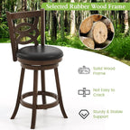 ERGOMASTER Swivel Bar-Stools Set of 2 Counter Height Barstool 29 Inch Seat Bar Chair Rubberwood Frame Brown for Rustic & Classic