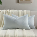 FUTEI Light Blue Chenille Throw Pillow Covers 12x20 Inch Set of 2,Soft Wide Chevron Textured Lumbar Pillow Cases,Farmhouse Home Decor for Couch Bed Living Room