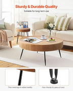 VEVOR 2 Pieces Round Coffee Tables Sets, 31.3 in Industrial Living Room Table with 1 End Side Table, Easy Assembly Coffee and End Tables Sets with Metal Legs, for Office, Living Room and Apartment