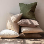 Foindtower Set of 2 Decorative Linen Check Throw Pillow Covers Neutral Farmhouse Lumbar Cushion Covers Modern Boho Home Decor for Sofa Chair Couch Bedroom Living Room,12×24 Inch,Olive Green
