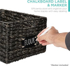 Best Choice Products Pantry Baskets Set of 2 16x12in Water Hyacinth Storage Baskets, Woven Wicker Kitchen Organizers with handles w/Chalkboard Label Chalk Marker - Black