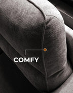 88.97" Modern Sofa Couch for Living Room, Deep Seat Sofa with 8”Cushion, Comfy 2-Seater Chenille Loveseat Sofa with Convertible Armrest, Removable Sofa Cover, High Leg (Dark Gray)