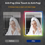 Awoco LED Bathroom Mirror, 24" x 32" Vanity Mirror with 8 Colors RGB Backlit and 3 Colors Front Light, Dimmable Anti-Fog Lighted Mirror, Memory Function, Mirror for Bathroom Wall
