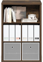 Furinno Cubicle Book Shelf, 5-Cube Bookshelf, Cube Storage Organizer Bookcase with Closed Back, 15.3 x 29.9 x 43.3, for Living Room, Bedroom, Home Office, Amber Pine