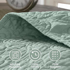 Madison Park Quebec Reversible Quilt Set Damask Design, Double Sided Stitching All Season, Lightweight Bedspread Bedding Set, Matching Sham, Seafoam, Twin(81"x110") 2 Piece
