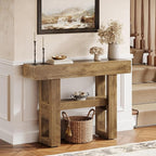 Tribesigns 41.34-Inch Farmhouse Console Table, 2-Tier Narrow Sofa Table Behind The Couch, Entryway Furniture with Storage Shelves for Hallway Foyer Living Room, Light Brown