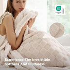 Bedsure GentleSoft Light Beige Throw Blanket for Couch - Checkered Fleece Blankets Gifts for Women Men Girls, Cute Soft Cozy Throw for Bedroom Home Decor Gifts, 50x60 Inches