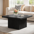Tribesigns Square Coffee Table, 31.5-Inch Fluted Coffee Table, Mid-Century Modern Living Room Table, Large Cocktail Table for Living Room, Easy Assembly, Black
