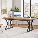 Tribesigns 70.8-Inch Executive Desk, Large Computer Office Desk Workstation, Modern Simple Style Laptop Desk Study Writing Table Business Furniture for Home Office (Light Brown, 70.8 Inch)