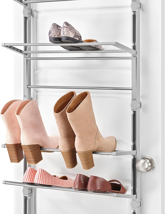 Whitmor 24 Pair Door Shoe Organizer, Sturdy Closet Storage Rack Hangs on Closets for Shoes