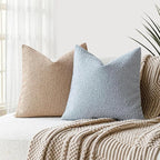 Foindtower Set of 2, Decorative Textured Boucle Throw Pillow Covers Accent Solid Pillow Cases Neutral Soft Cozy Couch Cushion Case for Chair Sofa Bedroom Living Room Home Decor 16 x 16 Inch Light Blue