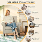 PrimeZone Comfy Accent Chair, Mid-Century Modern Fabric Living Room Chair Reading Chair with Soft Cushion, Nailhead Trim & Rolled Armrest, Arm Chair Sofa Chairs for Bedroom Waiting Room Office, Beige
