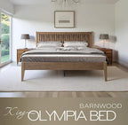 King Size Bed Frame, Solid Wood Platform Bed with Headboard & Footboard, 12 Sturdy Slatted, Central Metal Legs, Easy Assembly, Noise & Anti-Slip, No Box Spring Needed, Barnwood Finish, OLK-30