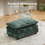 Ottoman for Modular Sectional Sofa, Deep Seat Ottoman for Living Room, Bedroom and Entrance (Green)