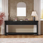 Tribesigns 70.9 inch Sofa Console Table with 3 Drawers, Extra Long Entryway Table with Open Storage Shelves Wooden Couch Table Foyer Tables Furniture for Living Room Hallway Entrance, Black