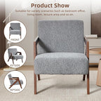 INZOY Mid Century Modern Accent Chair with Wood Frame, Upholstered Reading Armchair with Soft Linen Fabric, Accent Chair for Living Room Bedroom Apartment, Easy Assembly, Blue