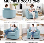 MINCETA Accent Chairs Set of 2, 360° Swivel Barrel Chair with High Density Foam, Oversized Reading Chair with Performance Fabric Upholstered Armchair for Living Room, Bedroom, Apartment Teal Blue