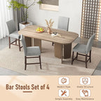 COSTWAY Counter Height Bar Stools Set of 4, 24'' Upholstered Mid Century Modern Island Chairs with Rubber Wood Legs, Wooden Barstools for Kitchen, Dining Room, Bar, Restaurant (Light Grey)