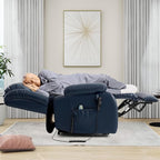 EDILLY Extra Large Power Lift Recliner Chairs for Elderly,Infinite Position Lay Flat Dual Motor Recliners Chair,with Heating and Massage, Breathable Leather,USB Ports and Remote Control(Blue)