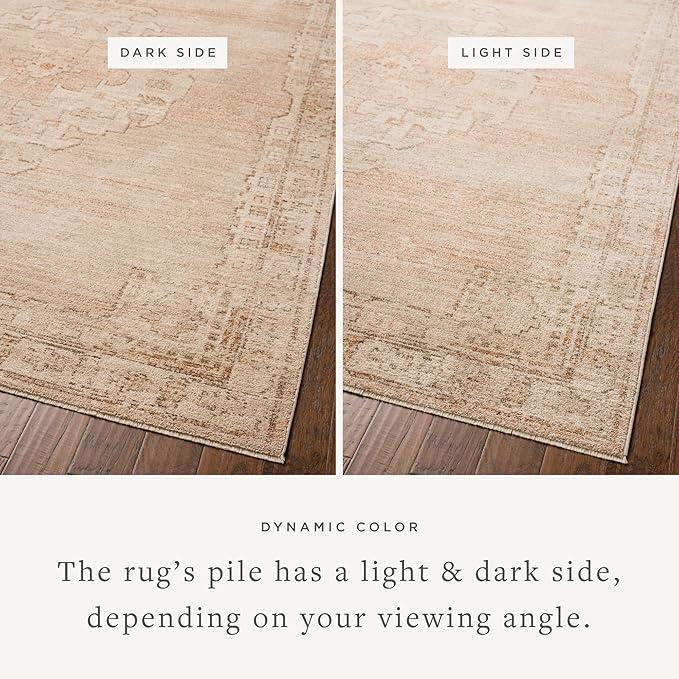 Loloi Chris Loves Julia Palma Collection PLM-02 Spice/Natural 5'-3" x 7'-6" Area Rug Vintage Style Boho Living Room Bedroom Carpet