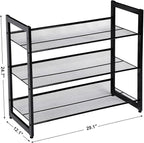 SONGMICS Shoe Rack, 3-Tier Shoe Organizer, Metal Shoe Storage for Garage, Stackable Shoe Shelf, with Adjustable Flat or Angled Shelves, 9-12 Pairs, Ink Black ULMR03B