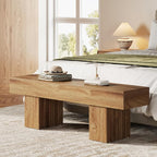 Tribesigns 55” Entryway Bench, Farmhouse Wood End of Bed Bench, Long Indoor Bench for Entryway, Hallway, Living Room