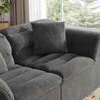 81" Sofa with Deep Seats Oversize, 2 Seater Cloud Couches, Upholstered Corduroy Loveseat for Living Room Bedroom, No Assembly Required, Dark Gray