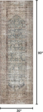 Loloi Amber Lewis Georgie Collection GER-04 Teal/Antique 2'-6" x 7'-6", .19" Pile Height, Runner Rug