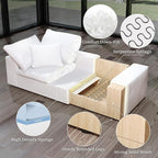 Cloud Modular Sectional Sofa,78.6" V Shape 3 Seater with Corner Down Filled Comfy Sofa,Modern Deep Seat Cloud Couch,Detachable Couch Cushion Covers for Living Room,White