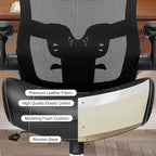 Heavy Duty Office Chair - 400lbs Home Office Desk Chairs with Soft 3D Modeling Wide Foam Cushion, Ergonomic Desk Computer Chair with Adjustable Headrest and Flip-Up Arms for Study, Bedroom
