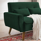 48.8" Small Loveseat Sofa, Mid Century Modern Love Seat Couch with Back Cushions and Plastic Legs, 2 Seater Couches for Living Room, Bedroom, Small Spaces, Green