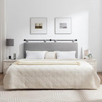 UEV King Headboard Only, Wall Mounted Hanging Upholstered Bed Head Board, Modern Vertical Channel Design of Fine Flannel, Elegant Grey Fluted Headboard for Bedroom (Grey, King Size)