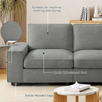 TEKAMON 73" Modular Sofa Couch with Seat Storage, Comfy 2-Seater Chenille Fabric Loveseat Sofa for Living Room, Office, Apartment W/Deep Seat, Wide Armrest, USB Charing Removable Cover(Light Grey)