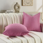 FUTEI Hot Pink Chenille Throw Pillow Covers 22x22 Inch Set of 2,Soft Wide Chevron Textured Cushion Case,Farmhouse Home Decor for Couch Bed Living Room