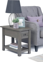 SIMPLIHOME Monroe SOLID ACACIA WOOD 14 inch Wide Rectangle Rustic Narrow Side Table in Farmhouse Grey for the Living Room and Bedroom