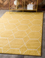 Unique Loom Trellis Frieze Collection Area Rug - Geometric (8' x 10', Yellow/ Ivory)