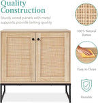 Best Choice Products 2-Door Rattan Storage Cabinet, Accent Furniture, Multifunctional Cupboard for Living Room, Hallway, Kitchen, Sideboard, Buffet Table w/Non-Scratch Foot Pads - Natural