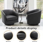Lumibee Swivel Accent Chairs Set of 2, Faux Leather Swivel Barrel Chairs for Living Room, Modern Comfy Upholstered Round Armchairs Single Sofa Chairs for Bedroom, Club-Black