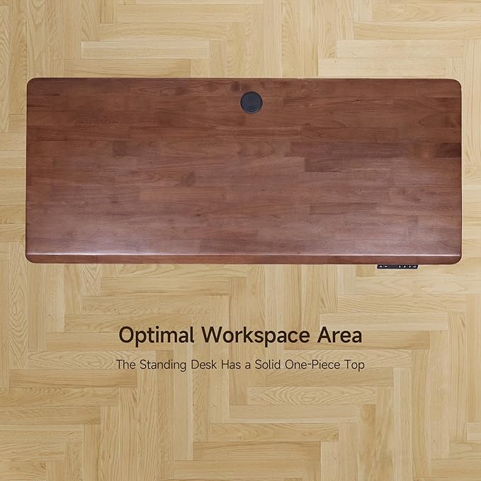 ONBRILL Standing Desk, 55x23.6 Inches Whole-Piece Board Rectangle Stand Up Desk with Solid Wood Desktop and Memory Controller, Adjustable Height from 28-46 Inches for Home & Office, Black Walnut