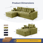 MAXYOYO Sectional Sofa Couch and Chaise Lounge, L Shaped Modern Cloud Couch with Ottoman, Comfy Sofa with Layered Cushion, Tufted Upholstered Sleeper Chair for Living Room, No Assembly Required