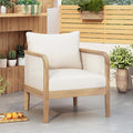 Christopher Knight Home Linksy Outdoor Club Chair, Patio Arm Chair, Modern Single Sofa Chair, Acacia Wood Frame, Club Chair with Cushions, Deep Seating for Porch, Garden, Backyard, Balcony, Beige