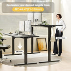 ERGOMAKER Electric Standing Desk, 67" x 23.6" Height Adjustable Sit Stand Desk with Splice Board for Home Office, Computer Table Memory Preset (Black Frame, Black Desktop)