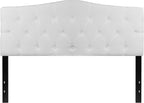 EMMA + OLIVER Tufted Upholstered Queen Size Headboard in White Fabric