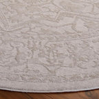 SAFAVIEH Area Rug 5' Round - Reflection Collection - Cream & Ivory, Non-Shedding & Easy Cleaning, Ideal for Living Room, Bedroom (RFT665D)